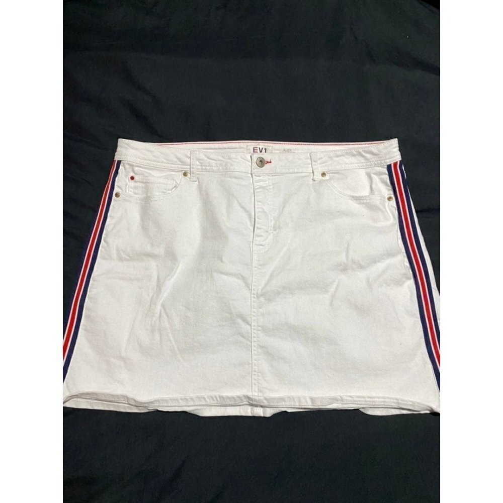 EV1 Alex Relaxed Vintage White Jean Skirt Plus Size 20 Americana Flag